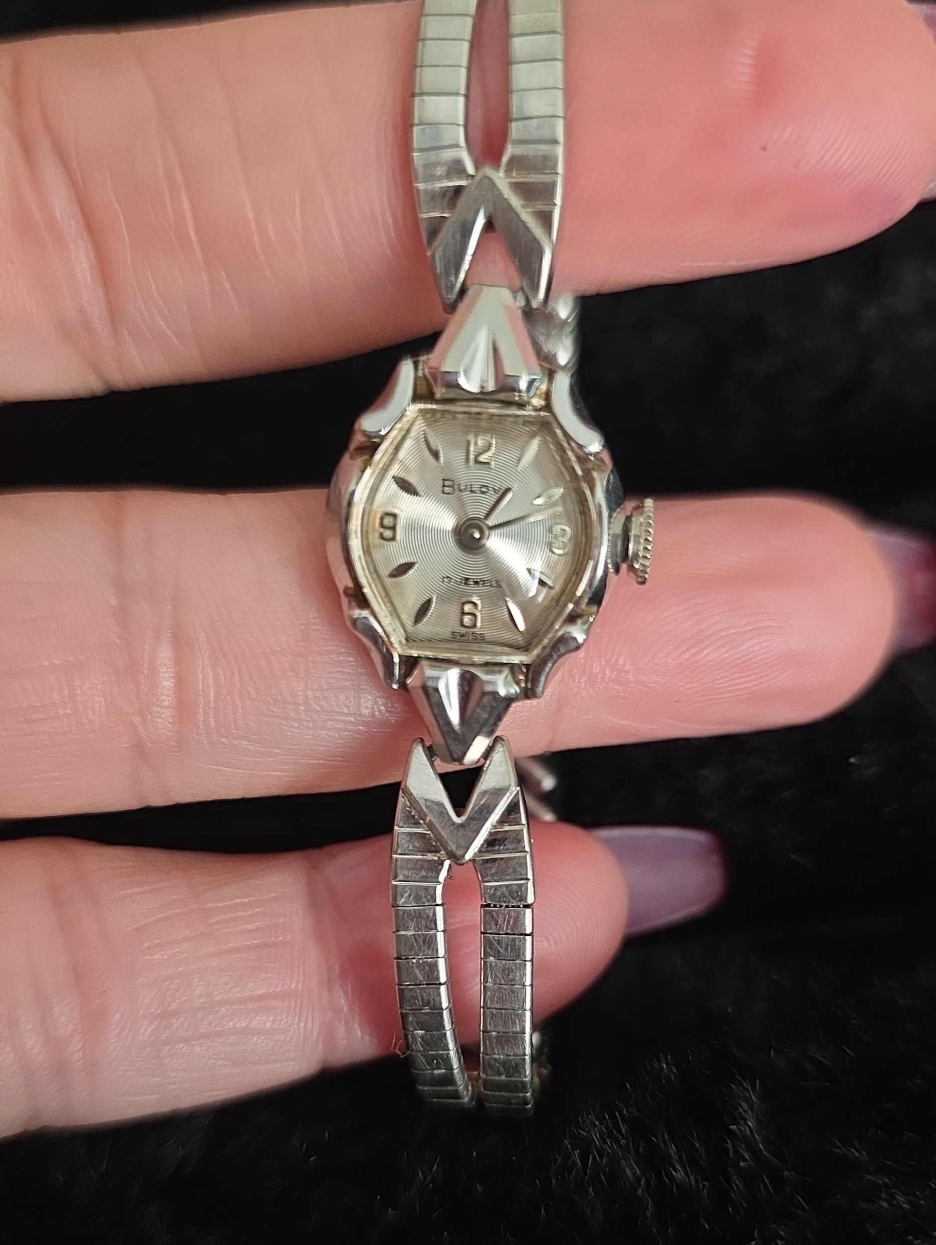 Bulova Ladies SilverTone Ladies Bracelet Watch With Hexagonal Dial